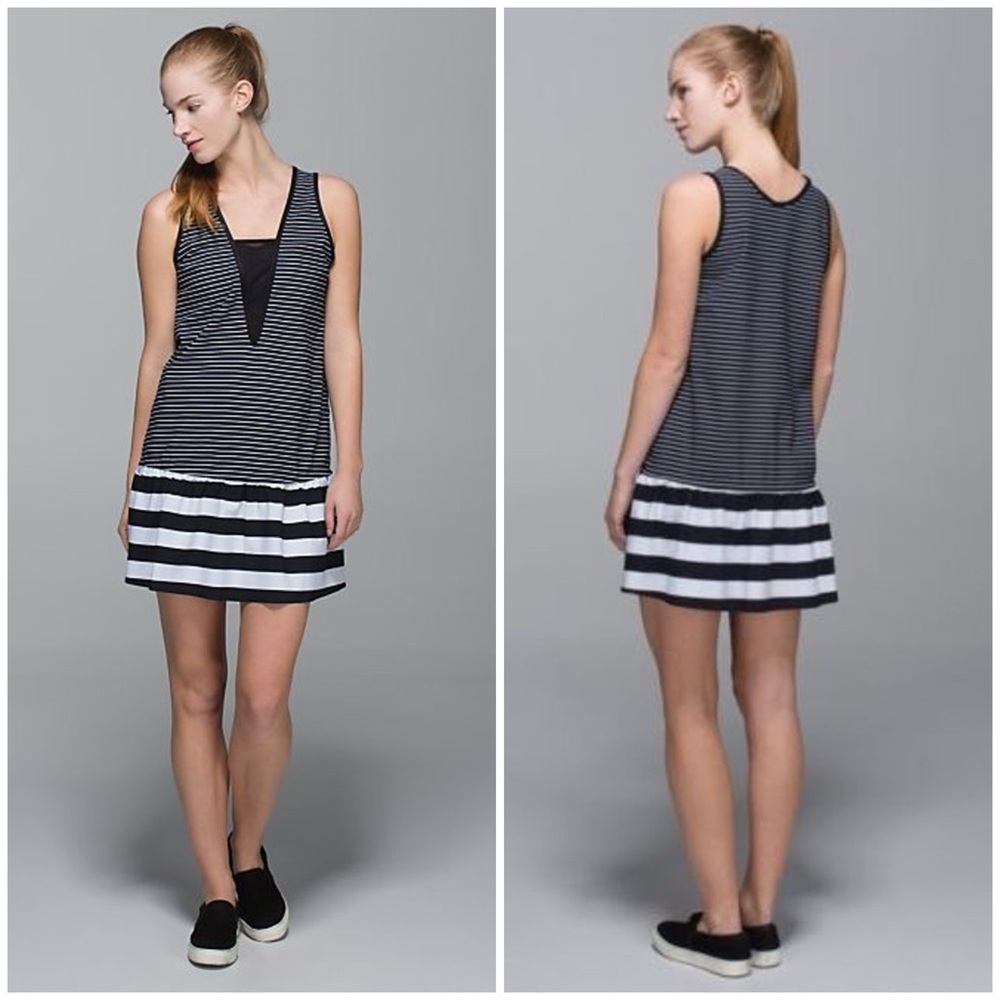 Lululemon Athletica Black and White Striped Dress